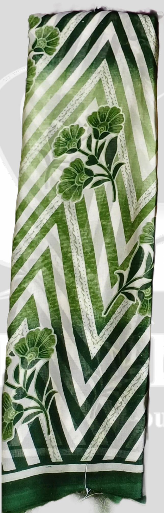 Reniyal (Heavy) Floral & Striped Printed Saree &ndash; SMARTLK1004 &ndash; Green Mix